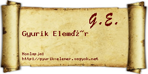 Gyurik Elemér névjegykártya